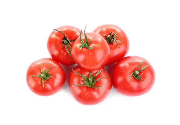 Frische Reife Bio Tomaten Isoliert Auf Weiß Ansicht Von Oben — Stockfoto