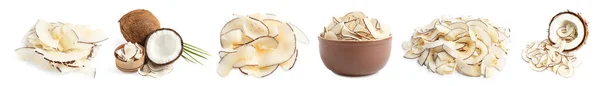 맛있는 코코넛 견과류를 흰색에 놓는다 — 스톡 사진