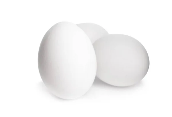 Huevos Frescos Pollo Crudos Aislados Blanco — Foto de Stock