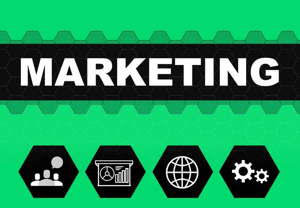 Digitale Marketingstrategie Verschillende Pictogrammen Groene Achtergrond — Stockfoto