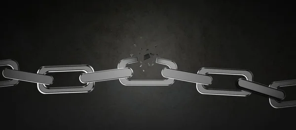 Broken metal chain on black background. Freedom concept