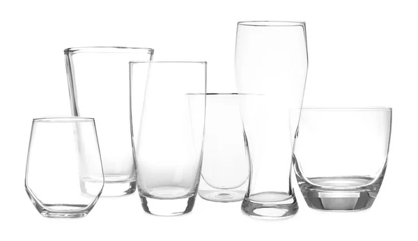 Set Empty Glasses White Background — Stock Photo, Image