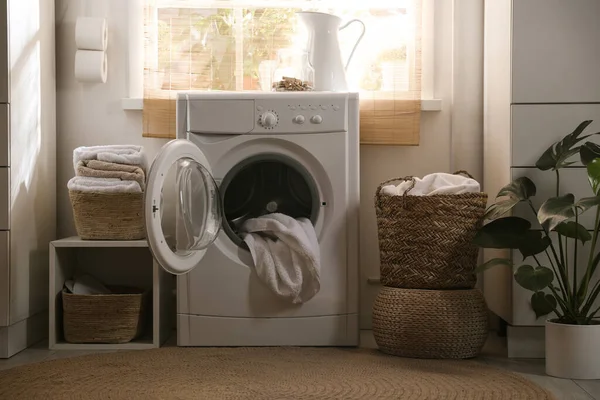 Stylish Room Interior Washing Machine Design Idea — Stock Photo, Image