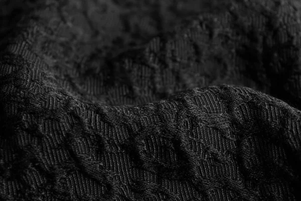 Texturovaná Tmavá Tkanina Jako Pozadí Detailní Pohled — Stock fotografie