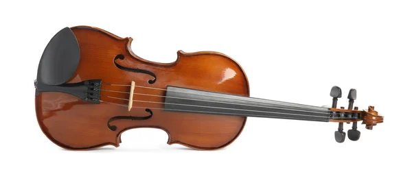 Hermoso Violín Clásico Aislado Blanco Instrumento Musical — Foto de Stock