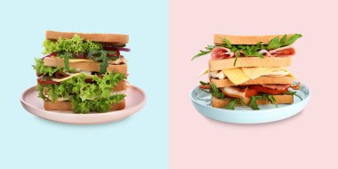 Renkli tavuklu lezzetli sandviçler. 