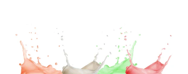 Splashes Different Juices White Background Banner Design — Stock Photo, Image