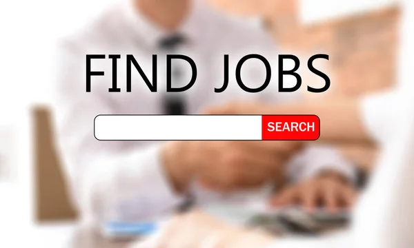 Job Hunting Search Bar People Shaking Hands Background — Stock Photo, Image