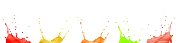 Set Splashes Different Juices White Background Banner Design — Stock Photo, Image