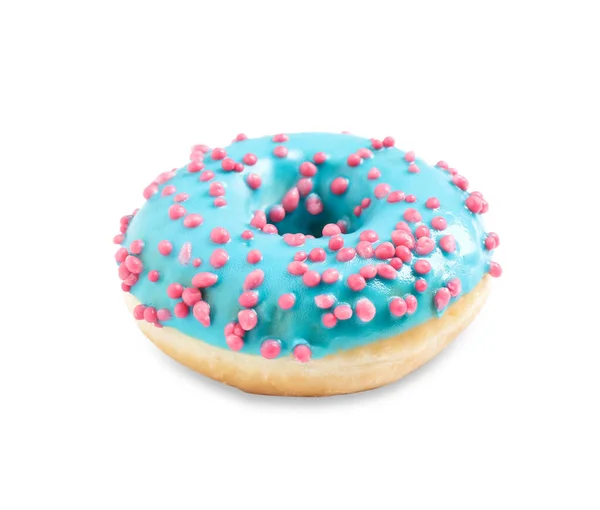 Doce Delicioso Donut Envidraçado Fundo Branco — Fotografia de Stock