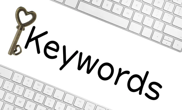 Word Keywords Computer Keyboards Key White Background Seo Direction — Stock Photo, Image