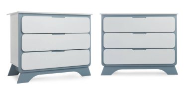 Modern chests of drawers on white background clipart