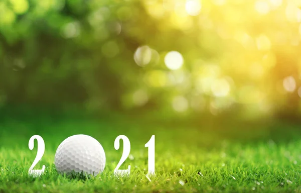 Uitnodiging Kaart Ontwerp Met Bal Voor 2021 Golf Evenementen Ruimte — Stockfoto