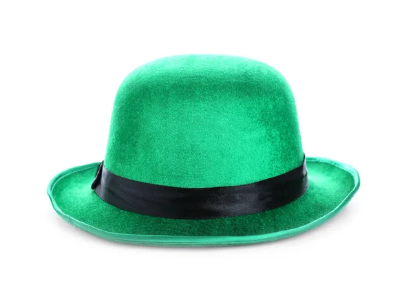 Зеленая Шляпа Лепрекона Изолирована Белом Празднование Дня Святого Патрика — стоковое фото