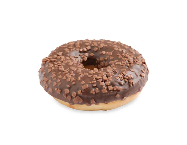 Süße Köstliche Glasierte Donut Auf Weißem Hintergrund — Stockfoto