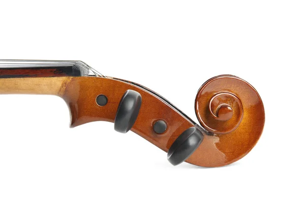 Belo Violino Clássico Isolado Branco Close Instrumento Musical — Fotografia de Stock