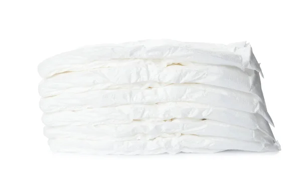 Stack Baby Diapers Isolated White — Stock Photo, Image