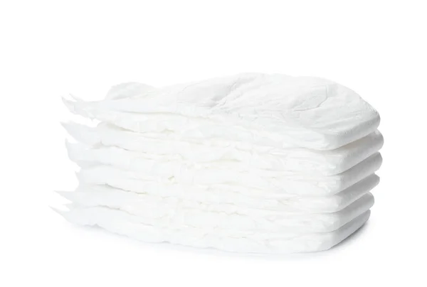 Stack Baby Diapers Isolated White — Stock Photo, Image