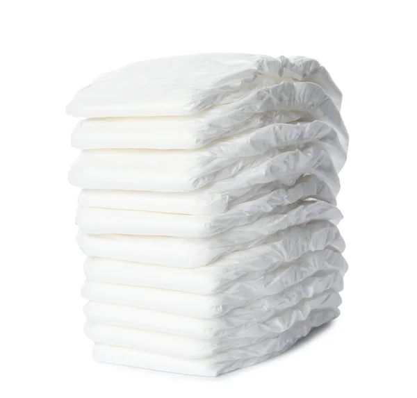 Stack Baby Diapers Isolated White — Stock Photo, Image