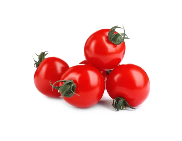 Świeże Dojrzałe Pomidory Organiczne Izolowane Białym — Zdjęcie stockowe