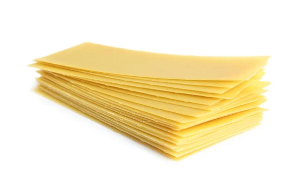 Hromada Tepelně Neupravených Lasagne Listů Izolovaných Bílém — Stock fotografie
