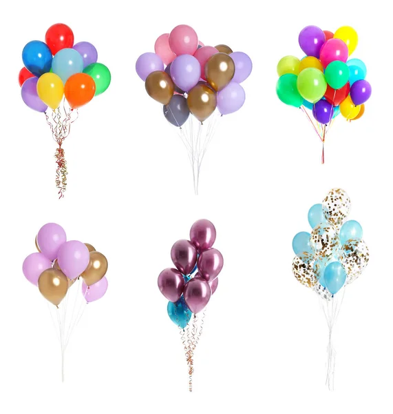 Beyaz Arkaplanda Farklı Renk Balonları Kümesi — Stok fotoğraf
