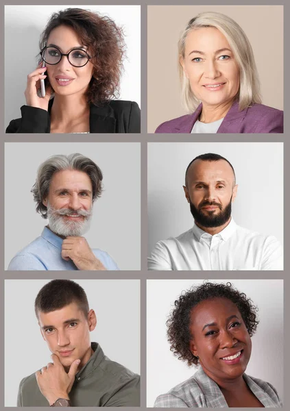 Collage Avec Des Portraits Différents Hommes Affaires — Photo