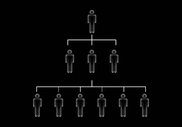 Struktura Korporacji Powiązane Osoby Czarnym Tle — Zdjęcie stockowe