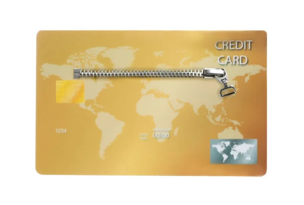 Karta Kredytowa Jako Portfel Białym Tle — Zdjęcie stockowe