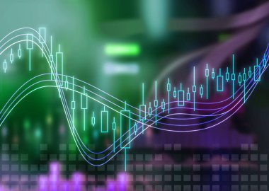 Finans ticareti konsepti. Bulanık arkaplanda dijital grafik