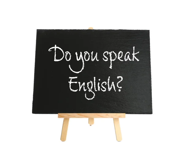 Blackboard Met Vraag Sprek Engels Witte Achtergrond — Stockfoto