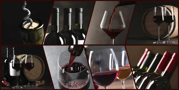 赤ワインのグラスとボトルでセット バナーデザイン — ストック写真