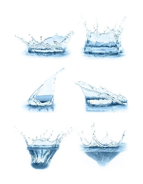 白い背景に澄んだ水の飛沫がセット — ストック写真