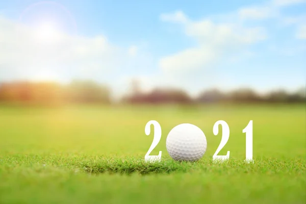 Uitnodiging Kaart Ontwerp Met Bal Voor 2021 Golf Evenementen Ruimte — Stockfoto