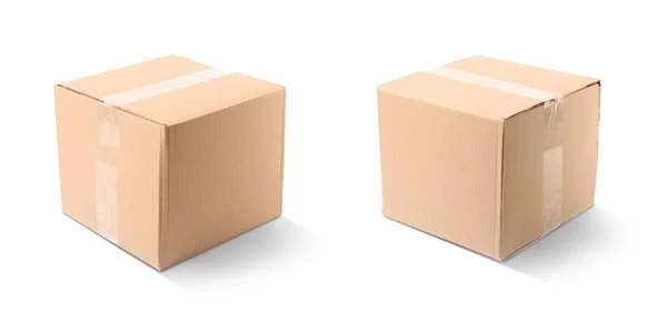 New Closed Cardboard Boxes White Background — Stock Photo, Image
