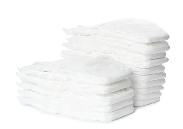 Stacks Baby Diapers Isolated White — Stock Photo, Image