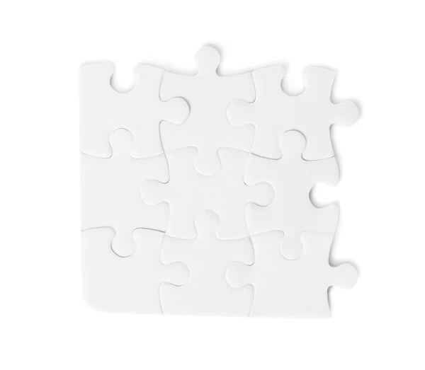 Blank Puzzle Kawałki Izolowane Białym Widok Góry — Zdjęcie stockowe