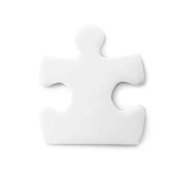 Blank Puzzle Kawałek Izolowany Białym Widok Góry — Zdjęcie stockowe