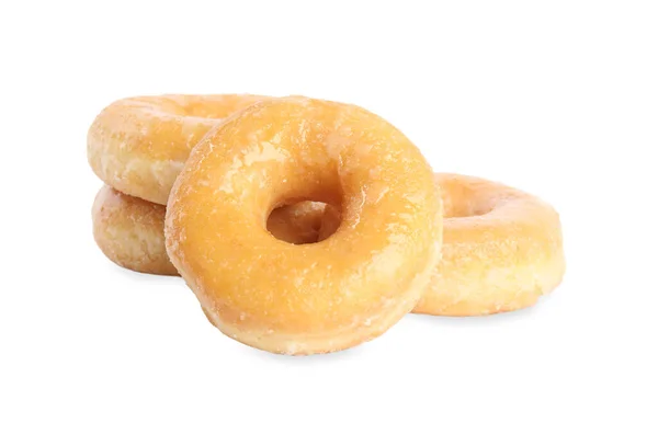Sweet Delicious Glazed Donuts White Background — Stockfoto