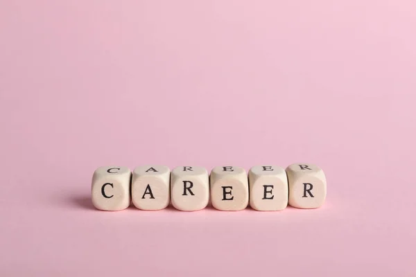 Kőkockák Szó Career Rózsaszín Háttér Szöveg Helye — Stock Fotó