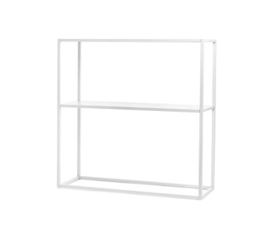 Boş modern raf ünitesi beyaza izole edildi