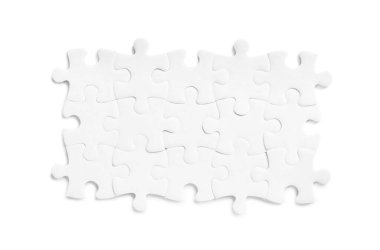 Boş yapboz parçaları beyaz, üst görünümde izole