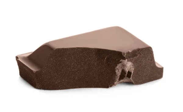 Stück Dunkle Schokolade Isoliert Auf Weiß — Stockfoto