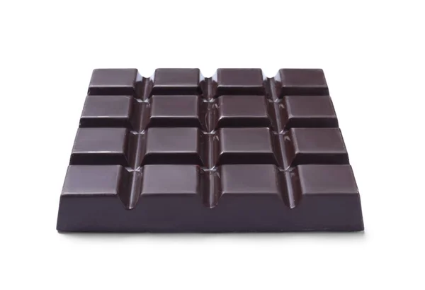 Deliziosa Barretta Cioccolato Fondente Isolata Bianco — Foto Stock