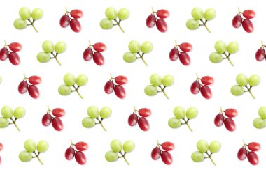 Beyaz arkaplanda kırmızı ve yeşil üzüm deseni