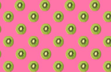 Pembe arka planda kivi desenleri