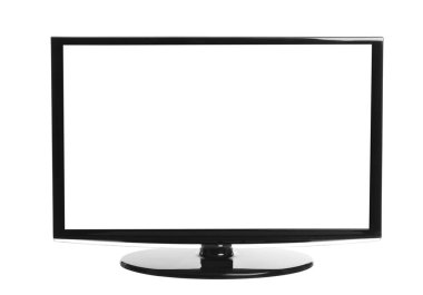 Beyaz arka planda modern plazma TV. Tasarım için boşluk