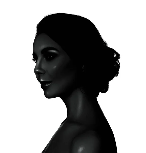 Wysoki Kontrast Czarno Biały Portret Pięknej Młodej Kobiety — Zdjęcie stockowe