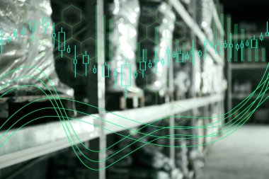 Toptan depodaki farklı yapı malzemelerinin bulunduğu deponun bulanık görüntüsü