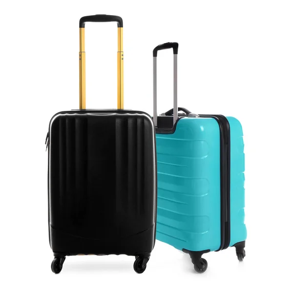 Stilvolle Koffer Für Reisen Auf Weißem Hintergrund — Stockfoto